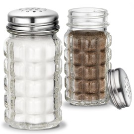 1.5 oz Retro Salt and Pepper Shakers, Small Retro-style, Crystal-Clear Glass Salt and Pepper Shakers Set For Home Kitchens or Restaurants