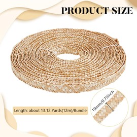 BENECREAT 13.12 Yards Wheat Straw Ribbon for Hat Making, 0.75 Inch Wide Jute Straw Craft Ribbon for Hat Making DIY Craft Accessories, Blanched Almond Color