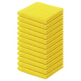 Homaxy 100% Cotton Terry Kitchen Dish Cloths, Ultra Soft and Absorbent Dish Towels for Kitchen, Perfect for Drying and Washing Dishes, 12 Pack, 12 x 12 Inches, Yellow