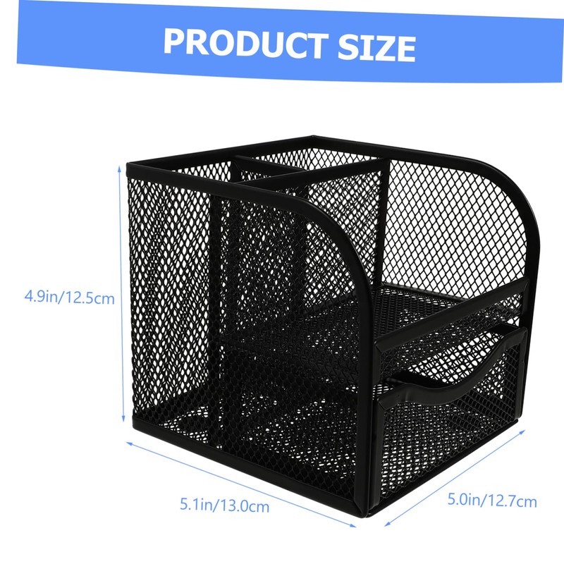 Operitacx Mesh Pencil Holder with Drawer Multi Functional Desk Organizer