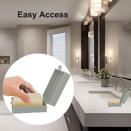 Elimeta Soap Holder 2 Pack, Shower Bar Case Fit Dr Squatch Soap, Waterproof Travel Soap Container with Lid, Square Bathroom Soap Dish Box for Camping, Gym and Outdoor Traveling (Grey)