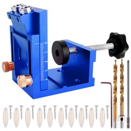 JSZYO Pocket Hole Jig Kit for DIY Woodworking,Adjustable Woodworking Tool for 15° Angle Pocket Hole Drilling Guide Clamp Set,Pocket Screw Jig System(Blue)
