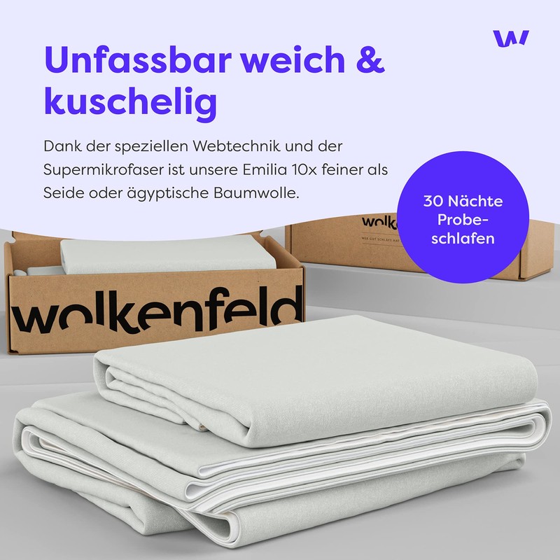 Wolkenfeld Emilia Bed Linen Light Grey White