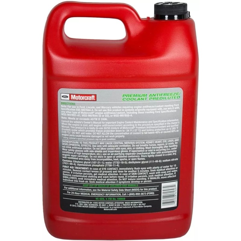 Motorcraft NEW Ford Motorcraft VC5DIL Prediluted 50/50 Premium Antifreeze/Coo
