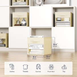 DIMJ Storage Cubes, Cube Storage Bin, 10 Pack Foldable Storage Cubes with Window, Closet Storage Bins with Handle, 11x 11 inch Storage Box for Clothes, Toys, Books