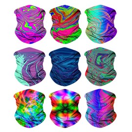 SoJourner Bags Neck Gaiter Face Mask Bandana (9 Pack) - Neck Gators Face Coverings for Men & Women I Neck Gator Masks