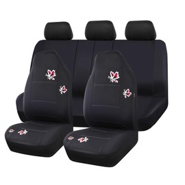 Outlet Pretty Butterfly Universal Fit High Back Full Set Car Seat Covers,Airbag Compatible,Zipper Design,Fit for suvs,sedans,Vans,Cars(Black with red)