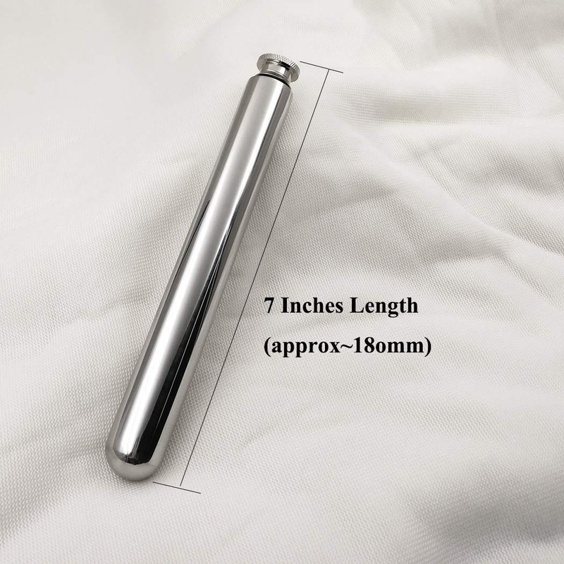 Lightweight Outdoor Flask Tube 7 Inches (approx~180mm) Length, 2.5oz (approx~73ml)