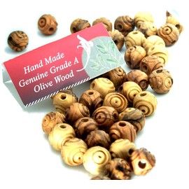Holy Land Market 14mm Carved Rosary Olive Wood Beads (60) from Bethlehem