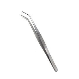 Jewelry Tweezers Stainless Steel 6" with Non-Marring Blunt Serrated Angled Tips With Ridged Handle For Hobby Craft Tools for Jewelry-Making, Soldering, Electronics Repair, Scrapbooking DIY Projects