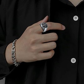 Men's St Benedict Exorcism Ring Stainless Steel Catholic Roman Cross Demon Protection Ghost Hunter Christian Saint Knuckle Middle Bands Holy Brand Rings Religious Gift for Men Women Father Comfort Fit CPBS Jewelry (7)