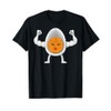 Strong Cartoon Egg Character Illustration For Kids T-Shirt