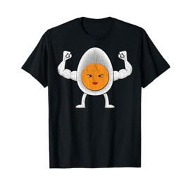 Strong Cartoon Egg Character Illustration For Kids T-Shirt