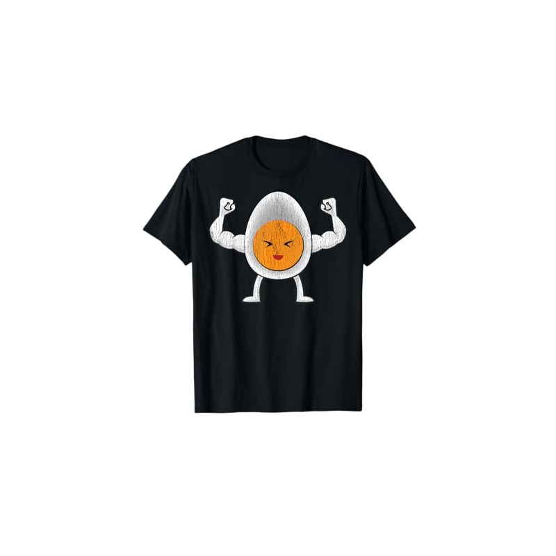Strong Cartoon Egg Character Illustration For Kids T-Shirt
