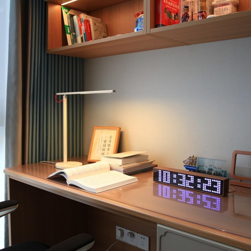 Adventurers Digital Alarm Clocks for Bedrooms, Black Walnut Clocks for