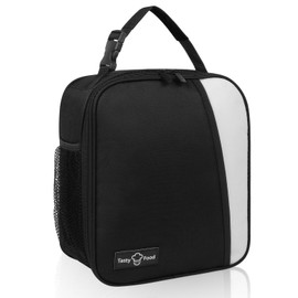 GAOHUI Insulated Lunch Bag for Adults Kids Men Women, Water-Resistant Small Cool Bag Lunch Box Bag with Side Mesh Pocket for Work School Picnic Office(Black)