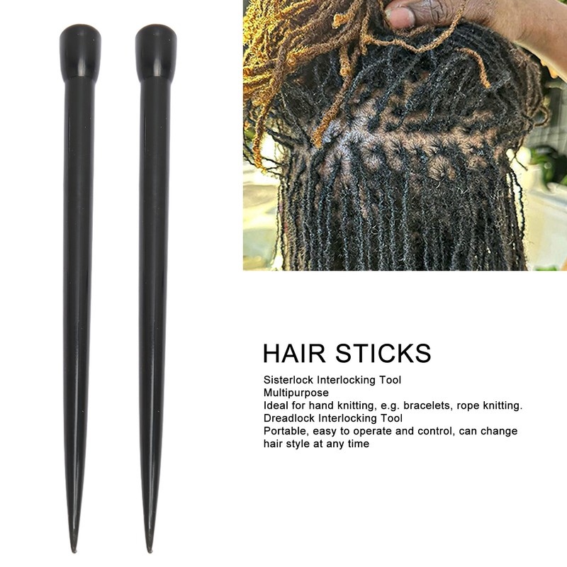 2pcs Dreadlock Interlocking Tool DIY Ergonomic Handle Lightweight Hair Sticks
