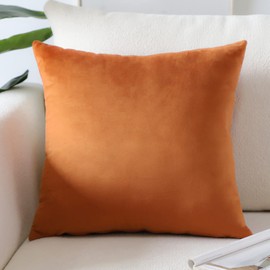 Artscope Luxury Velvet Pillow Covers Super Soft Decorative Square Throw Pillow Covers Case Cushion Covers for Sofa Couch Bedroom Car Decor 26x26 Inch Vintage Orange