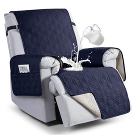 VANSOFY 100% Waterproof Recliner Chair Covers, Recliner Cover Non-Slip Dog Chair Cover Furniture Protector Washable Slipcover with Pocket, Elastic Straps for Pets, Dogs(Dark Blue, 28")