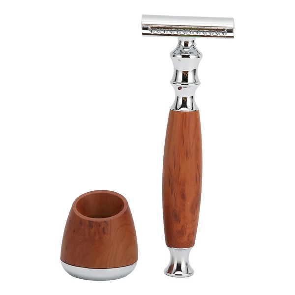 Metal Safety Razor, Double Edge Safety Razor, Nostalgic Stainless Steel Hand Razor Kit with Stand for Men (Blade Not Included)