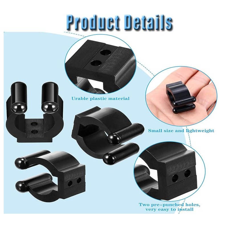 WADY Fishing Pole Rod Holder Clips - 20 Pieces Rubber
