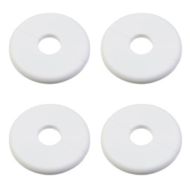 Pufguy 4Pcs Water Pipe Cover Fit 3" Outer Diameter Round Escutcheon Plate Cover,Plastic Water Pipe Plumbing Wall Cover,White