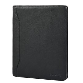 STILORD 'Wesley' Elegant Document Portfolio Black Leather Folio a4 Folder with Zipper - Document Organizer Personal Agenda with Pockets for Tablets 13 Inch for Office & Meetings