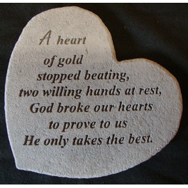 Memorial. A heart of gold. Great Thoughts Garden Accents Graveside Memorial Plaques Grave Ornament with Engraving