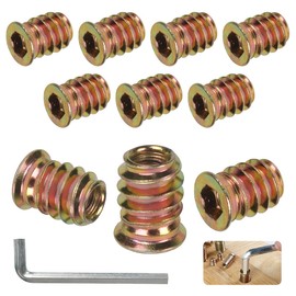 BOUMVID Einschraubmutter M6x10, 10 Stück Einschraubmuffen Gewindeeinsätze Zink, Einschraubhülse Holz Legierung Gewindeeinsatz Einschlagmutter Innensechskant Einschraubgewinde Muttern für Holzmöbel