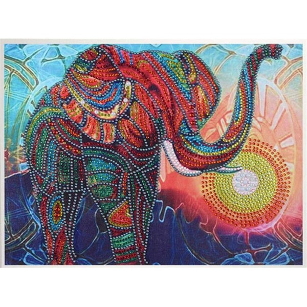 ABEUTY Diamond Painting DIY 5D Special Shape Rhinestones, Colorful Elephant