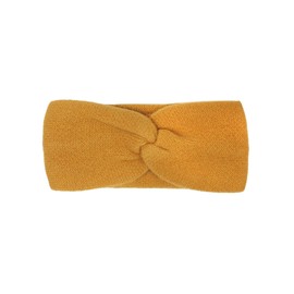 Zwillingsherz Headband made of 100% Cashmere - High-quality coarse knit headband in plain design for women and girls - wool - ear protection - hair band - warm and soft for spring, autumn and winter. - mustard yellow