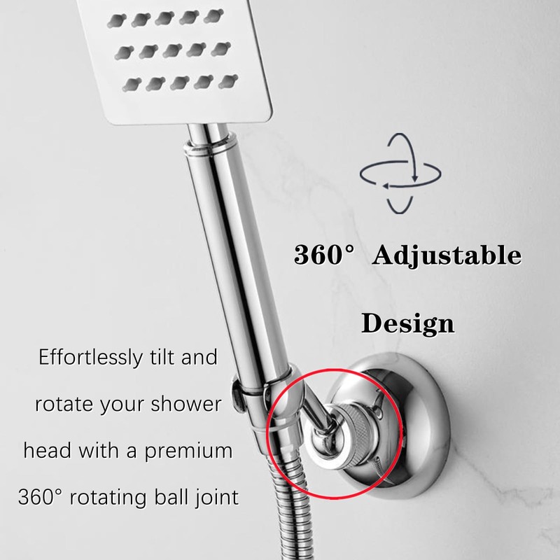 1 Set Shower Holder Bracket Sturdy Adjustable 360° Shower Head