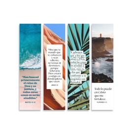 Spanish Christian Verses Bookmarks, 8x2inch Variety Pack Bookmarks, Christian Bookmark, Page Marker Divider, Christian Gifts for All Occasions Divisor de lectura (Quantity of 12)