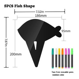 5 Pcs Fish Shape Food Labels for Party Buffet-Plastic Small Chalk Food Signs Tags for Buffet - Chalkboard Table Tent Cards - Black Catering Food Labels - Chalk Board Name Cards for Food