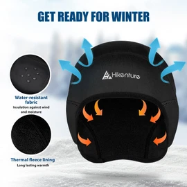 HIKENTURE Winter Skull Cap Helmet Liner Thermal Cycling Cap Windproof Warm Running Beanie Running Hat for Men Women (Black)