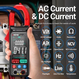 ANENG Clamp Meter Multimeter Tester Auto Ranging TRMS 6000 Counts AC/DC Current Voltage Ohm Volt Amp Meter Meansures NCV Continuity Diode Resistance Capacitance Null/Fire Wire Electrical Tools