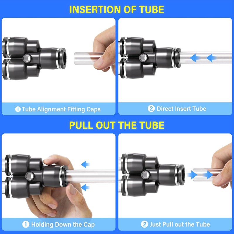 TAILONZ PNEUMATIC Black 8MM OD Y Spliter Plastic Push to