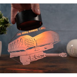 Tiger I Panzer Lampe LED 3D – Schwerer Panzer 1942 Deko Licht – Militär Geschenkidee für Modellbauer & Technikfans – Farbwechsel mit Fernbedienung – Acrylglas Made in Germany