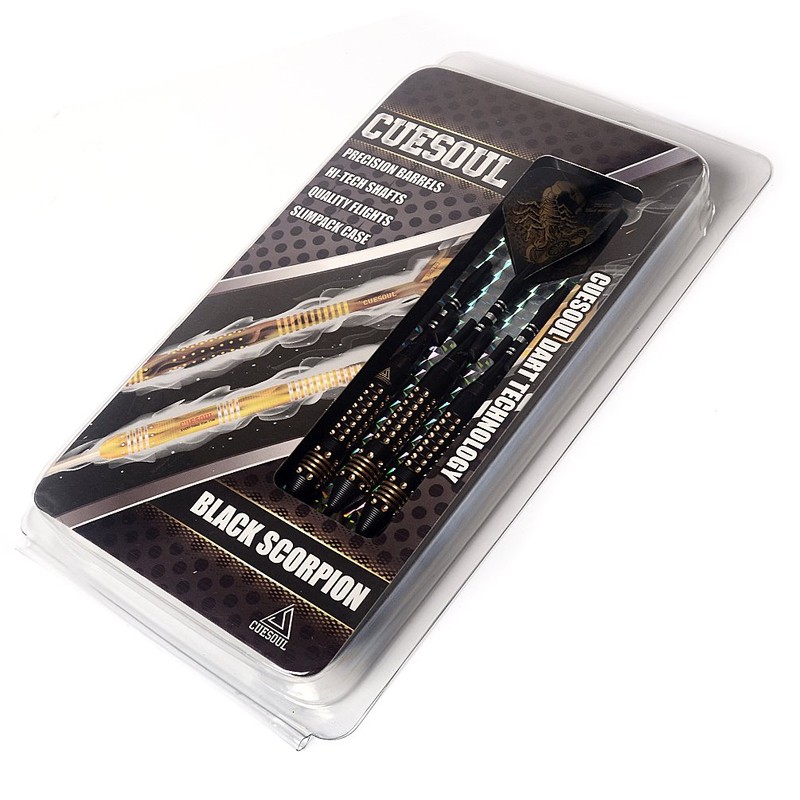 CUESOUL 22 grams Black Scorpion Steel Tip Darts Set with