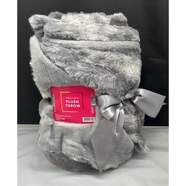 ULTA BEAUTY Grey Ultra Soft Plush Throw Cozy Blanket Faux Fur 50"X60" NEW