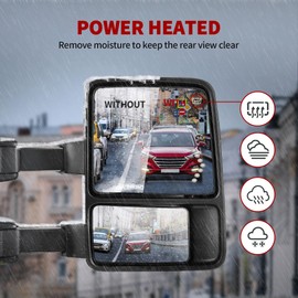YITAMOTOR Towing Mirror Compatible with 2008-2016 Ford F250 F350 F450 F550 Super Duty, Right Passenger Side Mirror Extendable Tow Mirror Power Heated LED Arrow Signal Light Smoke
