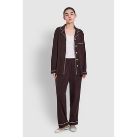 JAJU [JAJU/자주] 여 스마트 코튼 10부 파자마 세트_다크 브라운 [JAJU] Women's Smart Cotton 10-Part Pajama Set_Dark Brown