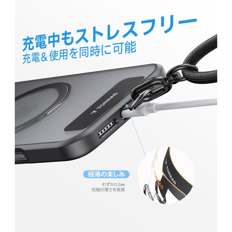 TORRAS Smartphone Strap Holder, Shoulder Strap, Transparent Patch, clear