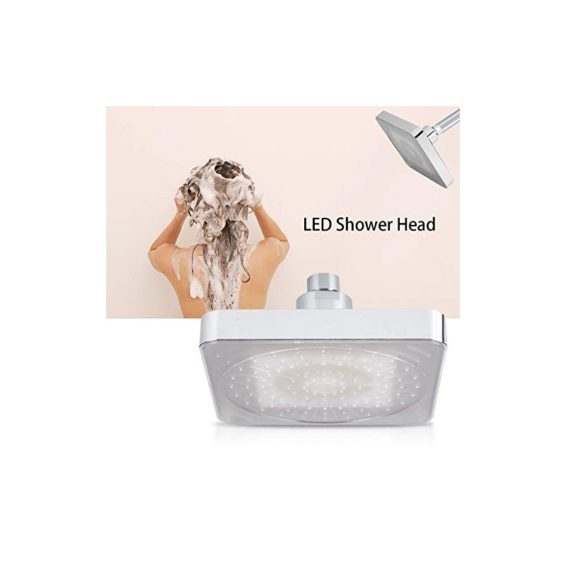 Restokki Led Shower Head Color Changing, 6 Inch Square Rain