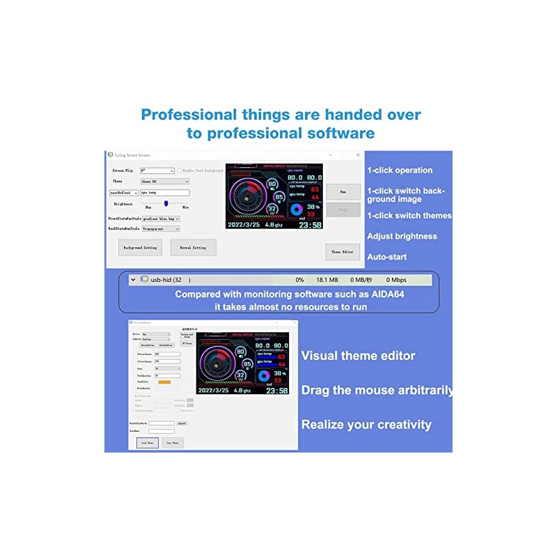 5 Inch IPS USB Screen, PC Temperature Display AIDA64 PC