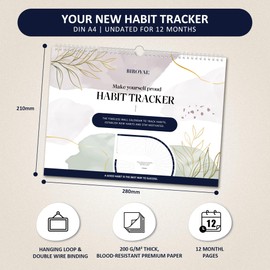 BIROYAL Habit Tracker Calendar - Inspirational Habit Journal with Spiral Binding - Daily Habit Tracker Journal and Goal Board - Motivational Goal Journal - Great Tool For Productivity And Workout