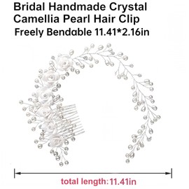 SAIPOM Bridal Pearl Hair Comb, Crystal & Pearl Hair Slides for Women, White, 5 x 2.3 Inches, Perfect for Weddings, Formal Events, Special Occasions