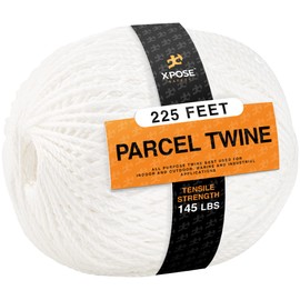 Parcel Twine - Polyester Cord Twine String 225' - Extra Strong Thick White String Spool - Ties Easily and Securely- Packaging Rope, Lacing Cord, Braided Line for Craft Supplies and Packing