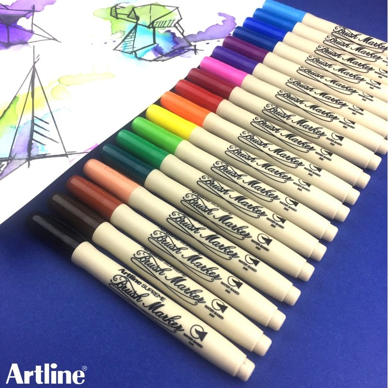 artline Pink Supreme Brush Marker Pen