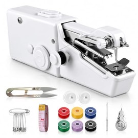 Nähmaschine,Handnähmaschine,Tragbare Mini Elektrische Nähmaschine mit Nähzubehör, für Anfänger, Einfach Bedienbar für Leder, Stoffe, Kleidung & Heimtextilien (Weiße)